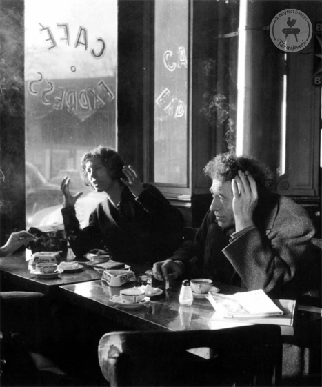 Annette et Alberto Giacometti au Café Express en 1957 - Photo par Robert Doisneau