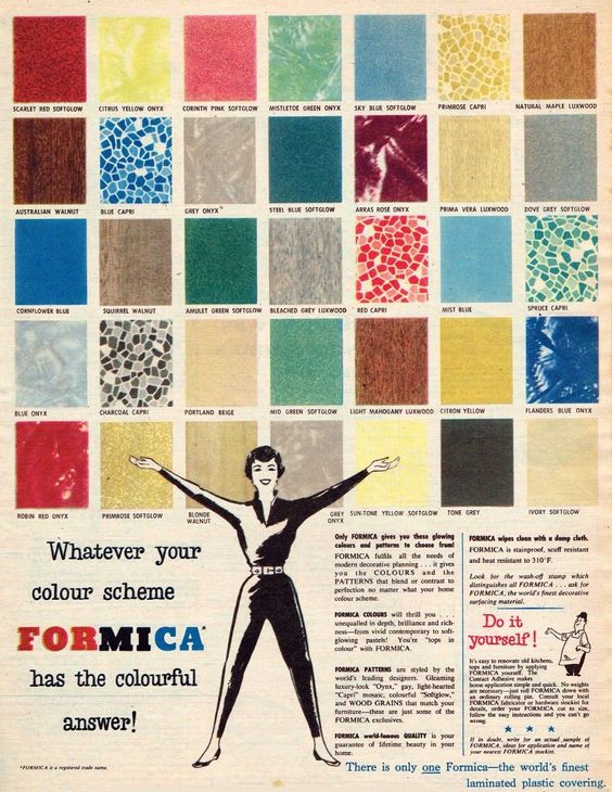 Nuancier de panneaux mélaminés Formica années 60