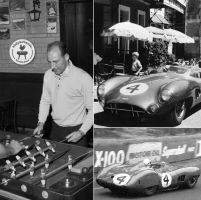 Le Mans 1959 - Stirling Moss au baby-foot avant la course