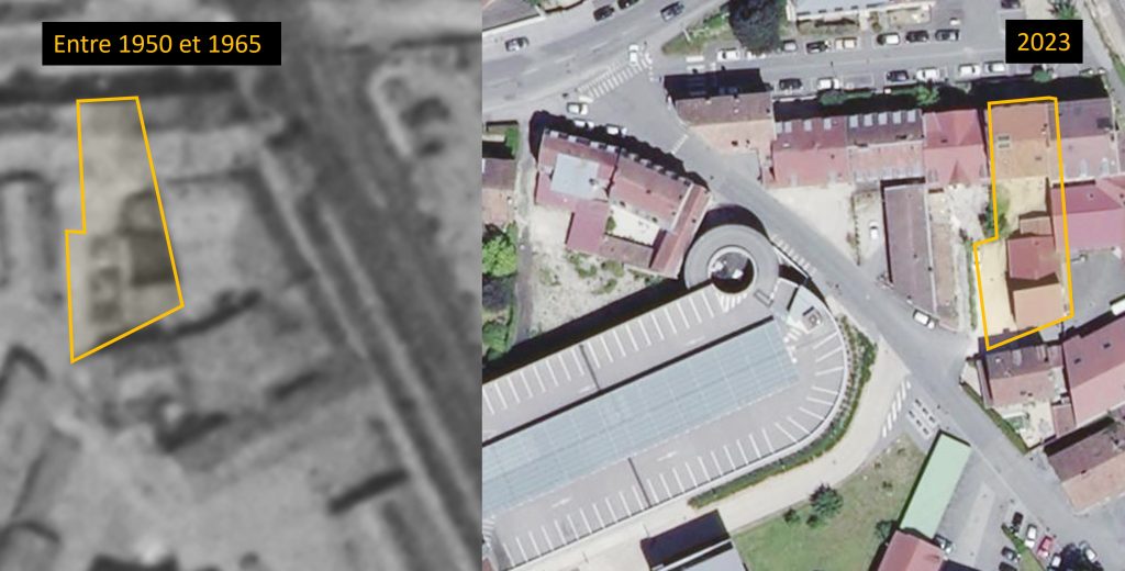 photo aérienne du site Sochaux Sport Automatic 12 bis avenue Carnot Monbeliard en 1960 et aujourd'hui